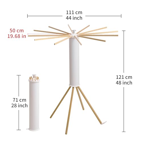 RFOUO Foldable Clothes Drying Rack with Wooden 12 Rods - color: Wood