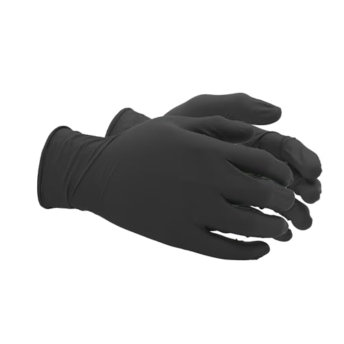SHOWA 6112PF Sustainable EBT Latex-Free Nitrile Disposable Single Use Safety Gloves, 4 Mil, 9.5" Length, Black, Large, (1 Box/100 Gloves) - color: Black, size: Large