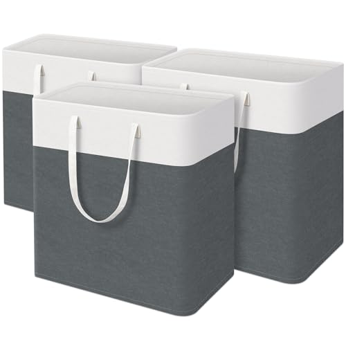 TasticTotes Laundry Basket 3-Pack, Laundry Hamper, 100L-Grey - color: Grey, size: 100L