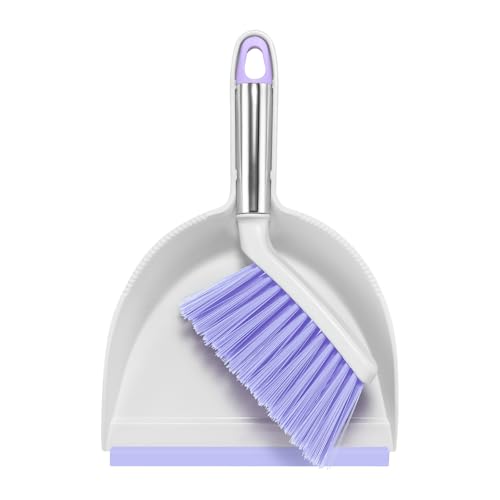 NACENA Mini Broom and Dustpan Set,Small Dust Pan and Brush Set,Light&Purple - color: Light & Purple, size: 1 Pack