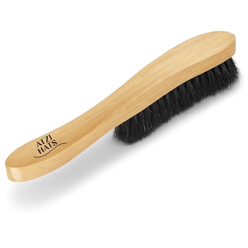 Fedora Hat Brush Lint Remover Duster Brushes for Felt Hats 100% Horse Hair (Black) Wood Brush - color: Beige