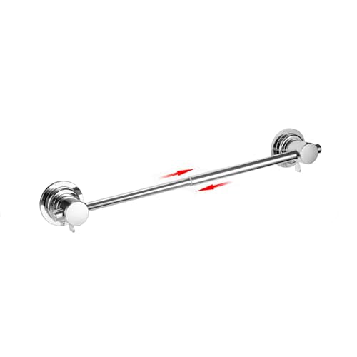 JiePai 17-28 Inch Extendable Suction Cup Towel Bar for Bathroom,Chrome - color: Chrome