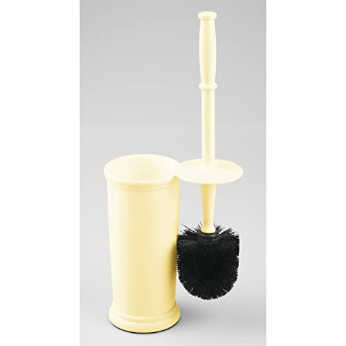mDesign Toilet Bowl Brush and Holder - Covered Bathroom Brush - Standing Scrubber in Modern Holder - Space Saving, Deep Cleaning for Toilet - Hyde Collection - Light Yellow - color: Light Yellow, size: Pack of 1
