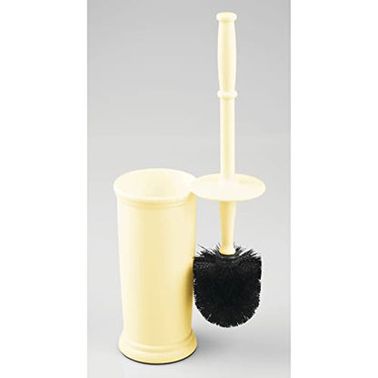 mDesign Toilet Bowl Brush and Holder - Covered Bathroom Brush - Standing Scrubber in Modern Holder - Space Saving, Deep Cleaning for Toilet - Hyde Collection - Light Yellow - color: Light Yellow, size: Pack of 1