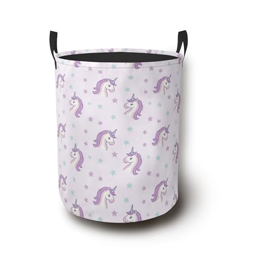 Cute Unicorn Laundry Basket,Foldable Oxford Cloth Laundry Hamper with Handles Waterproof Dirty Clothes Storage Basket for Bathroom Bedroom Dorm Room 16" x 20.8" - color: Cute Unicorn