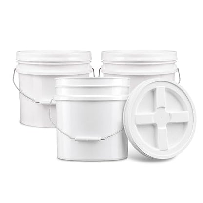ePackageSupply 3.5 Gallon Bucket, Food-Grade w/Lid, BPA-Free,White, 3 Packs - color: White, size: 3 Packs