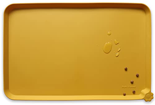 Hoki Found Silicone Pet Food Mats Tray - Dog Pet Cat Feeding Mat - Waterproof Dog Cat Food Mats -Pet Water Mats for Carpet -Honey - color: Honey, size: 19" x 12"