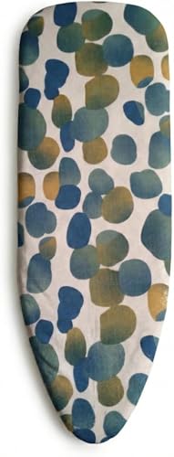 Smartfit Elasticated Cotton Ironing Board Cover for Standard Size Ironing Boards Upto 15" x 54" - Elastic Edge, Heat Resistant - Dots Design - color: Dots Design