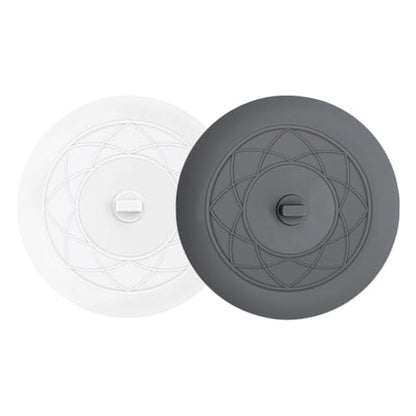 Tub Stopper 2PCS,Bathtub Drain Stopper,6 inches Bathtub Tub Drain Cover Stopper,Silicone Drain Plug,Kitchen Bathroom Hair Water Shower Stopper,Large Bathroom Laundry Accessories (Grey/White) - color: White/Grey
