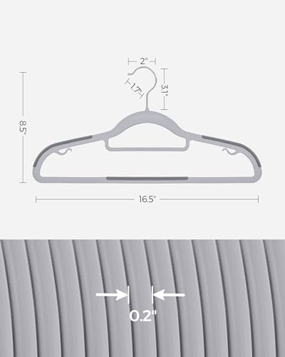 SONGMICS Pack of 50 Coat Hangers, Space-Saving Plastic Clothes Hangers - color: Lightgray + Darkgray, size: 50 Pack