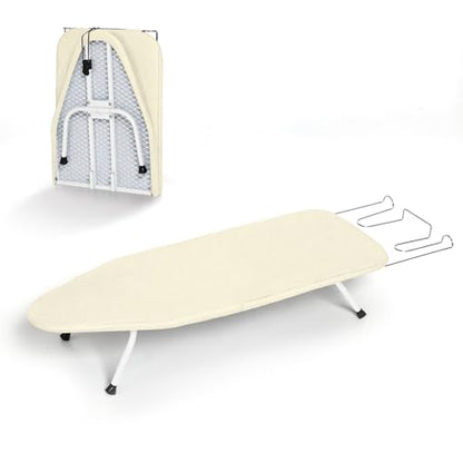 Metal Small Ironing Board Tabletop 31x12, RAINHOL Foldable Mini Iron Board - color: Ivory, size: Steel Mesh