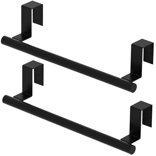 Cabinet Door Towel Bar, Kitchen Towel Holder, Matte Black 2 Pack - color: Black - 2 Pack