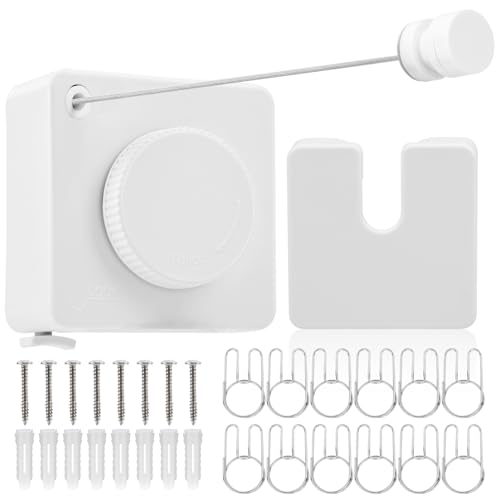 Retractable Clothesline, 15.75 Ft Indoor Outdoor Drying Line(White) - color: White