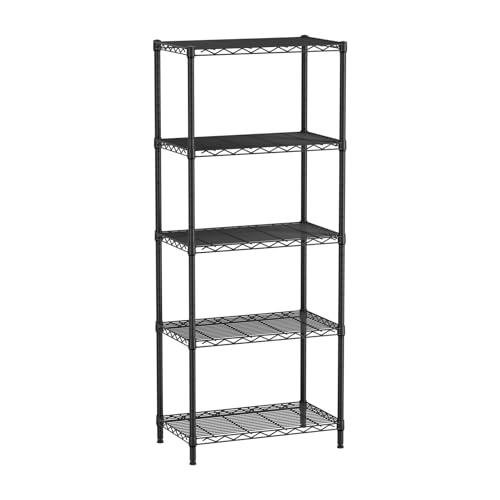 SINGAYE 5 Metal Shelves Wire Shelving Storage Shelf Adjustable Unit Pantry - color: Black, size: 5 Tier 14"Dx24"Wx59.5"H