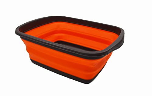 SAMMART 10L (2.6 Gallons) Collapsible Tub - Foldable Dish Tub - Portable Washing Basin - Space Saving Plastic Washtub (Brown/Orange, 1) - color: Brown/Orange