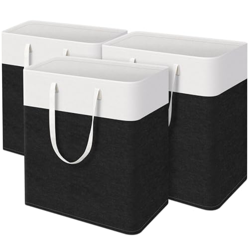 TasticTotes Laundry Basket 3-Pack, Laundry Hamper, 125L-Black - color: Black, size: 125L