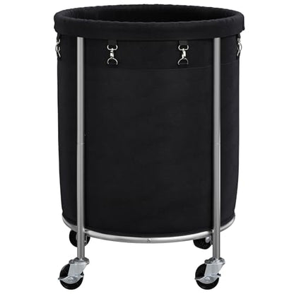 ELYKEN Laundry Basket with Wheels, Round Rolling Laundry Hamper, Black - color: Black, size: 190L