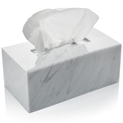 Acrylic Tissue Box Holder, Clear Dispenser for Facial Tissues, Napkins, and Dryer Sheets. Perfect for Bathrooms, Desks, Countertops, Vanities, Bedrooms, and Nightstands (Rectangle, Marble) - color: Marble, size: Rectangle