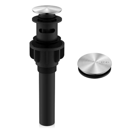 KENES Brushed Nickel Bathroom Sink Drain Pop Up Sink Drain with Overflow - color: Brushed Nickel, size: Big Pop up Cap (With Overflow)