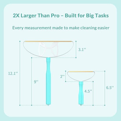 LINTPLUS Pet Hair Remover Kit (Max + Pro 2-Pack) – Oversized Carpet Rake for Large Areas & Compact Scraper for Furniture, Cars & Stairs, Heavy-Duty Copper Blade Set for Dog & Cat Hair