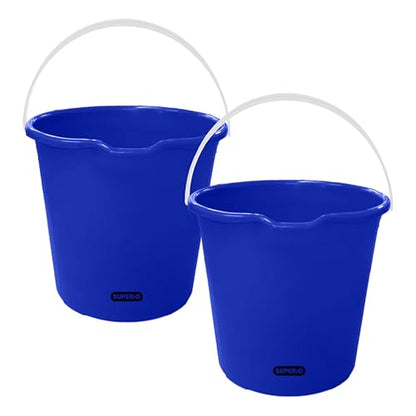 Superio 2.75 Gallon Bucket, Plastic Cleaning Pail with Handle, Car Wash Bucket, Small Utility Bucket for Mopping, Fishing, Camping & Household Use, Durable, Blue - 2 Pack - color: Blue, size: 2 Pack
