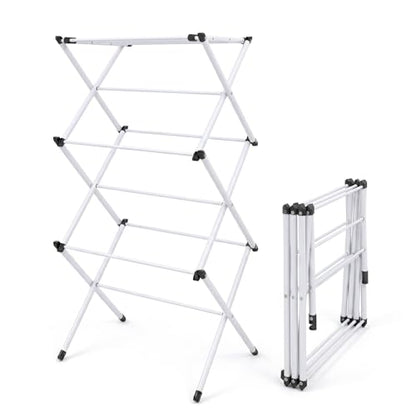 Honey-Can-Do 3-Tier Compact Clothes Drying Rack, 16 ft, No Assembly, White - color: White, size: 21" W