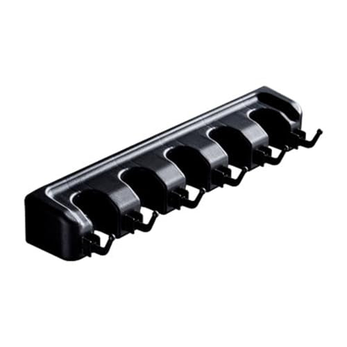 1 PCS Rectangular Heavy-Duty Wall-Mounted Broom/Broom Rack for Home, Garage, Garden, Laundry, or Kitchen 4 Shelves, 5 Hooks - color: black-02