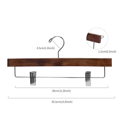 Nature Smile Wooden Pants Skirt Trousers Hangers with Clips (10Pcs Retro) - color: Retro