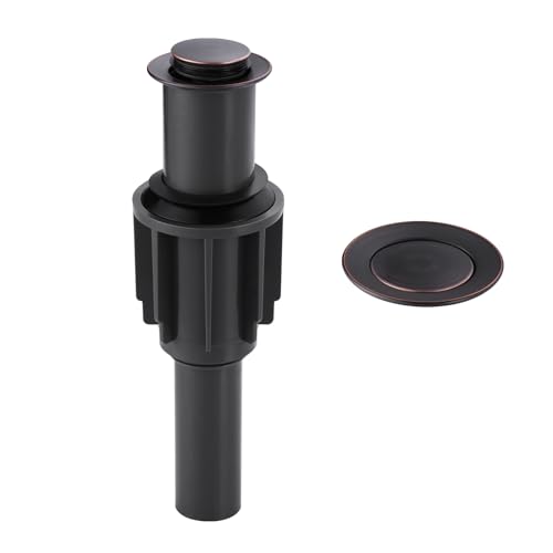 ALEASHA Pop Up Sink Drain Without Overflow, Bathroom Sink Drain Vessel Sink Stopper Pop Up Sink Drain Stopper, Pop Up Drain for Bathroom Sink Drain Strainer for Hair Catcher,Oil Rubbed Bronze - color: Oil Rubbed Bronze, style: Without Overflow