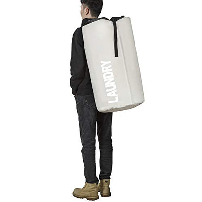 Chrislley 106L Collapsible Laundry Basket, Laundry Backpack, Laundry Bag - color: beige