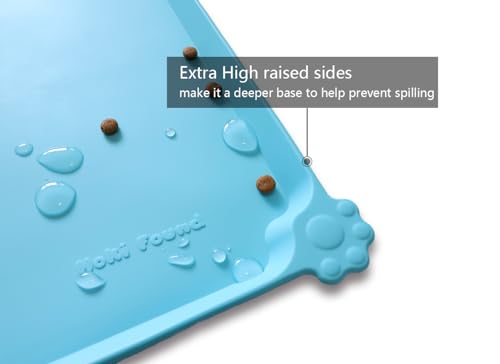 Hoki Found - Waterproof Pet Feeding Mats with High Lips, Multiple Size and Colors -A - color: Arctic, size: 19" x 12"