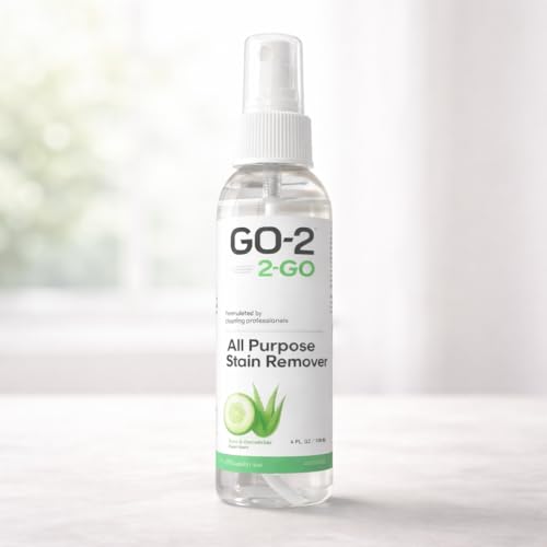 GO-2 2-GO All Purpose Stain Remover Spray, 4 oz – Portable Travel Cleaner for Clothes, Car Seats, Furniture & More – Aloe & Cucumber Scent, Safe for Kids & Pets