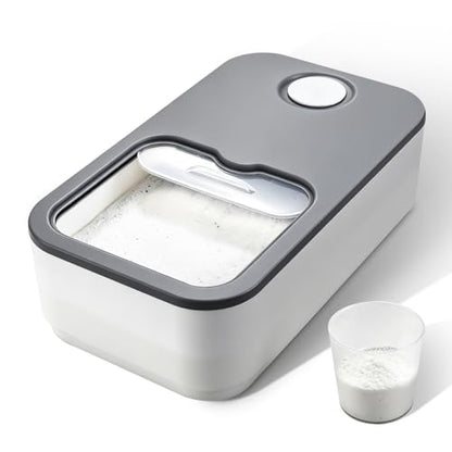 2.6GAL Laundry Powder Container, Powder Laundry Detergent Container, Plastic Laundry Powder Dispenser with Scoop & Lid, Laundry Pods & Scent Beads Container, Laundry Room Storage Containers