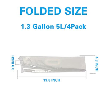Soddeph Collapsible Water Container Bag, BPA Free Food Grade Clear Plastic Storage Jug for Sport Camping Riding Mountaineer,Freezable, Food Grade (4-pack-1.3 Gal) - style: 4-pack-1.3 Gal