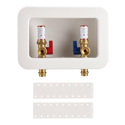 Washing Machine Outlet Box with Center Drain, 1/2" Press Fit Connect, 3/4" MHT Outlet,Red Copper Water Hammer Arrestor,PEX Laundry Box - size: Press fit connect