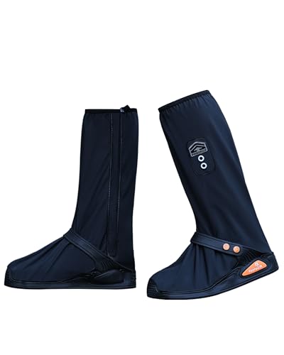 Rain Shoe Covers with Zipper, Waterproof Rain Gear Overshoes, Black - size: Large