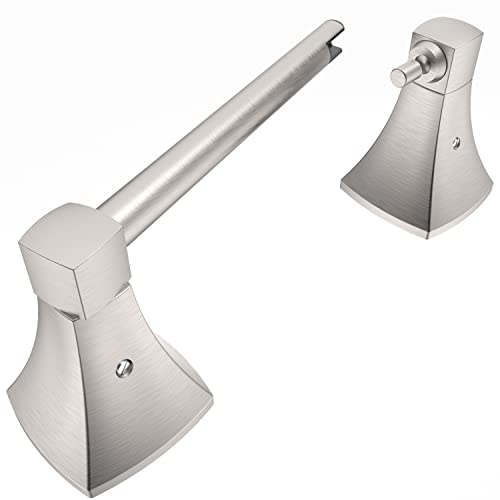 Brushed Nickel Toilet Paper Holder Bathroom Double Post Pivoting Tissue Roll Holder Stainless Steel and Zinc Alloy Wall Mount - color: Brushed Nickel