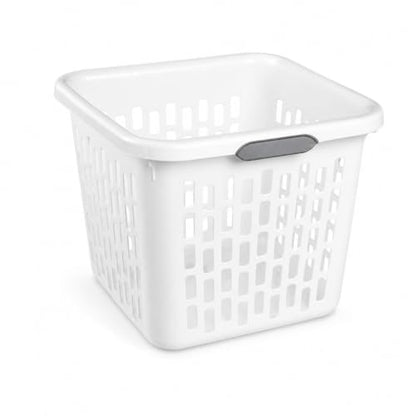White Laundry Basket 1.5 Bushel Square with 2 Handles - color: White 1.5 Bushel