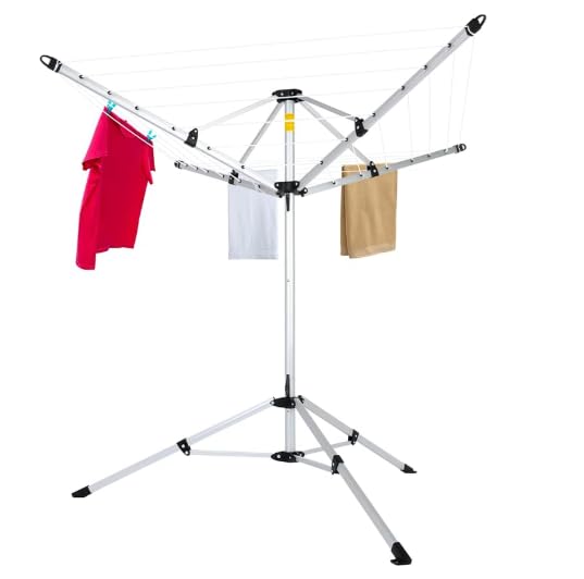 Auto Care Umbrella Clothes Drying Rack, 4-Arm Telescopic Aluminum Windproof Outdoor Laundry Dryer