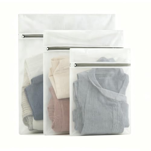 Laundry Bag Mesh Laundry Bags, Reusable Fine Mesh Washing Bag for Delicates Lingerie Bra Socks Clothes, Durable Zipper Wash Bags 3Pcs (Small, Medium, Large) for Home Travel Laundry Machine Use