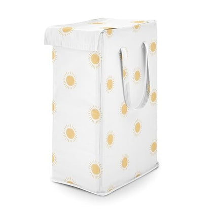 Sweet Jojo Designs Laundry Hamper (White & Yellow Boho Sun) for Girls & Boys, Foldable Dirty Clothes Basket with Handles for Baby Nursery, Kids Bedroom, Teen Bathroom (Bohemian, Celestial Sky, Desert) - color: Mustard Sun
