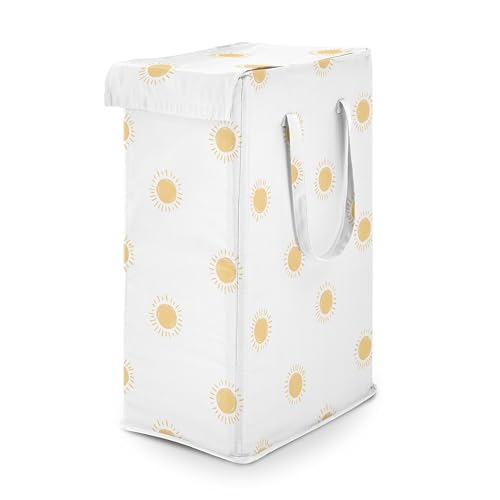Sweet Jojo Designs Laundry Hamper (White & Yellow Boho Sun) for Girls & Boys, Foldable Dirty Clothes Basket with Handles for Baby Nursery, Kids Bedroom, Teen Bathroom (Bohemian, Celestial Sky, Desert) - color: Mustard Sun