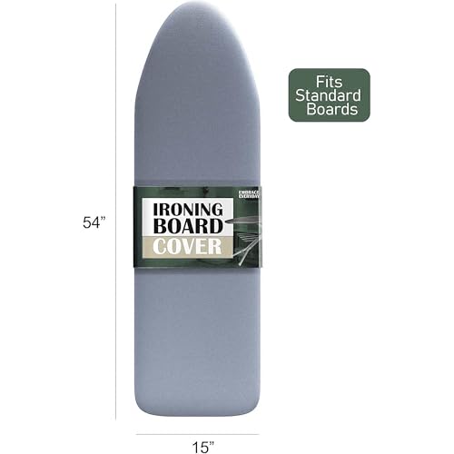Hearth & Harbor Ironing Board Cover and Pad 15x54 Full Size, Thick Heavy Duty Scorch Resistant Padding Elastic Edge Hook & Loop Fastener, Iron Board Cover with Padding, Stone Blue - color: Stone Blue