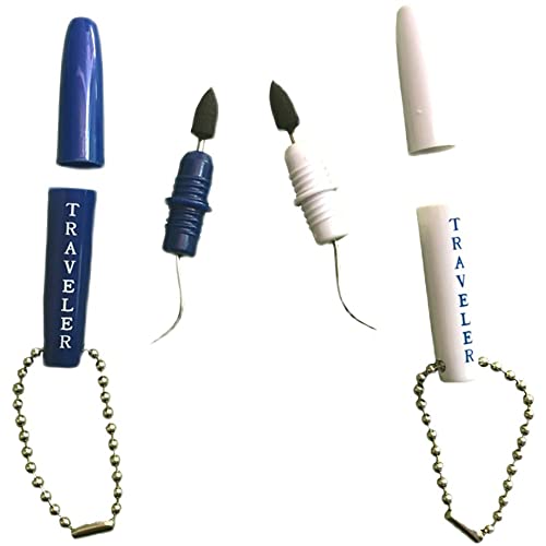 Dental travel tools Portable Double Travel Stain Plaque Remover & Dental Pick kit 2 Sets - color: blue white, size: 2 pair