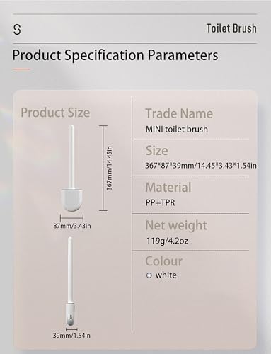 Small Silicone Toilet Brush with Crevice Brush-Silicone Bristles, Gentle on Toilets | Bathroom Accessories for RVs, Trailers, Campers | Anti-Roll, Anti-Drip Wall-Mounted Design for Travel
