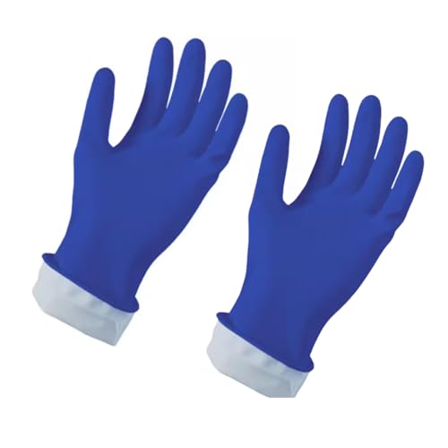 Nitrile Cleaning Gloves – Reusable, Latex Free, Dishwashing – Size L (1 Pair) - color: Blue