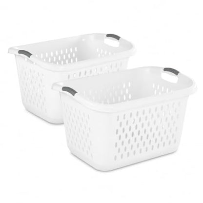Extra Large Laundry Basket 2.7 Bushel with Handles 2 Pack - color: Pearl white 2pcs