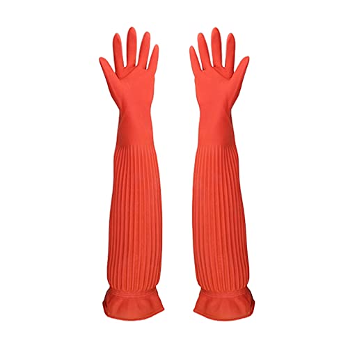 Arms Length Rubber Gloves Household Long Cleaning Gloves Reusable Kitchen Natural Rubber Living Wash Gloves - size: Small - 21.7" x 3.9"