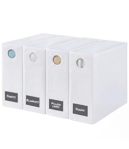 4 Pack Sheet Organizers - Foldable Sheet Set Organizer, King/Queen - White - color: 01 - White, size: 4