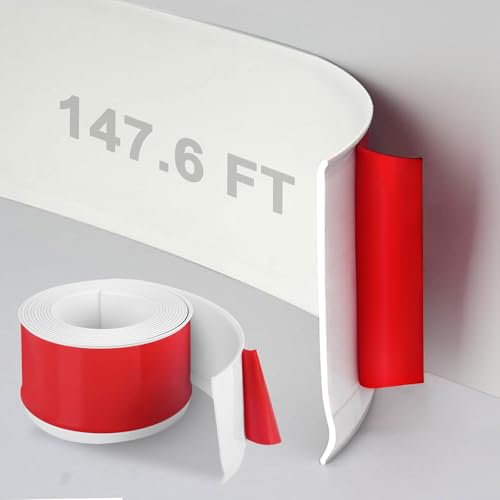 DGSL Flexible Baseboard Trim 4"×147.6ft Self Adhesive Vinyl Wall Base White - color: White, size: 4 In x 150 Ft